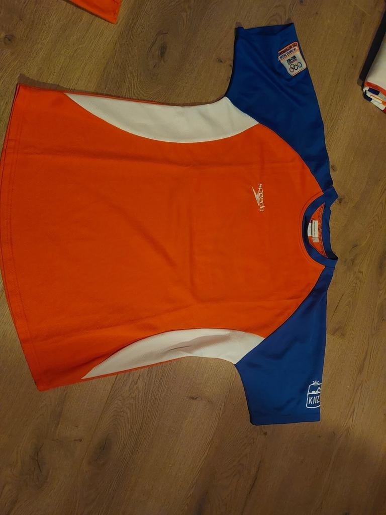 TeamNL Zwemteam Shirt - Oranje/Blauw/Wit - Maat M (label L), Ophalen of Verzenden, Zo goed als nieuw, Blauw, Voetbal