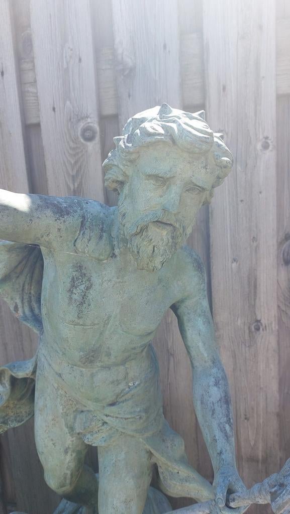 Groot bronzen beeld NEPTUNUS 117 cm fontein, Ophalen, Fontein