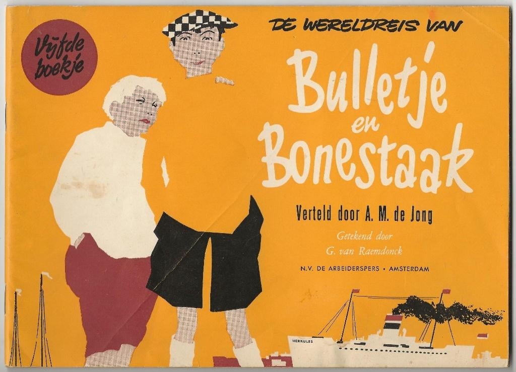 Bulletje en Bonestaak - Vijfde boekje, origineel uit 1958, A.M. de Jong, Meerdere stripboeken, Ophalen, Gelezen
