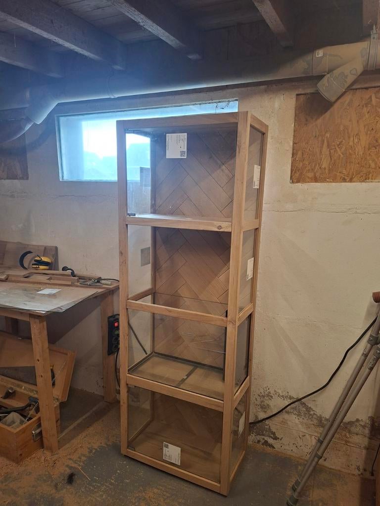 Aquarium Vitrinekast met Vissengraat Motief, Ophalen of Verzenden, 25 tot 50 cm, Eikenhout