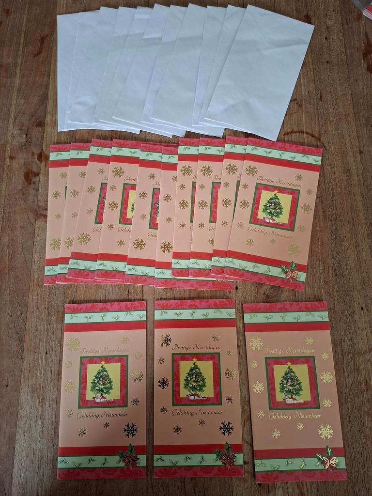 Dertien kerstkaarten met 11 bijpassende enveloppen, Diversen, Kerst, Ophalen of Verzenden, Nieuw
