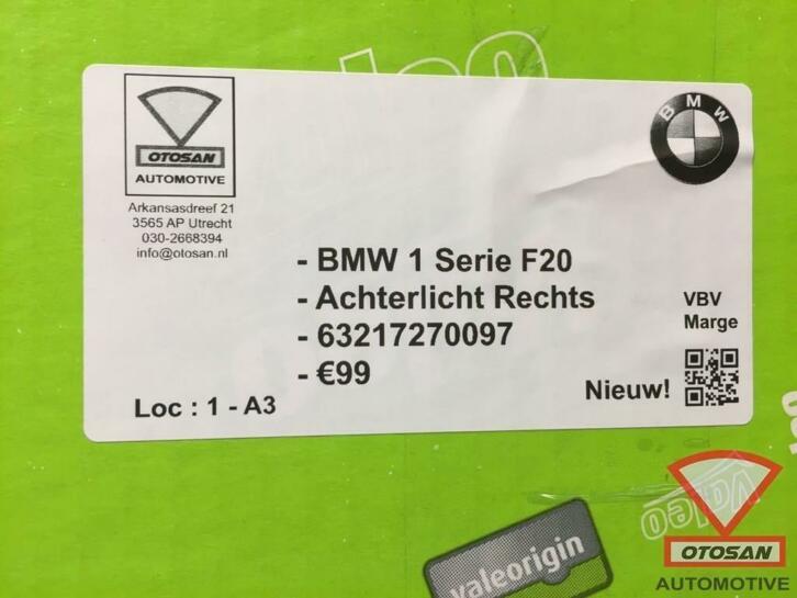 bmw 1 serie f20 achterlicht rechts nieuw! 63217270097, Auto-onderdelen, Verlichting, Petuelring 130
80788  Munich, DE, Info@bmw.de
