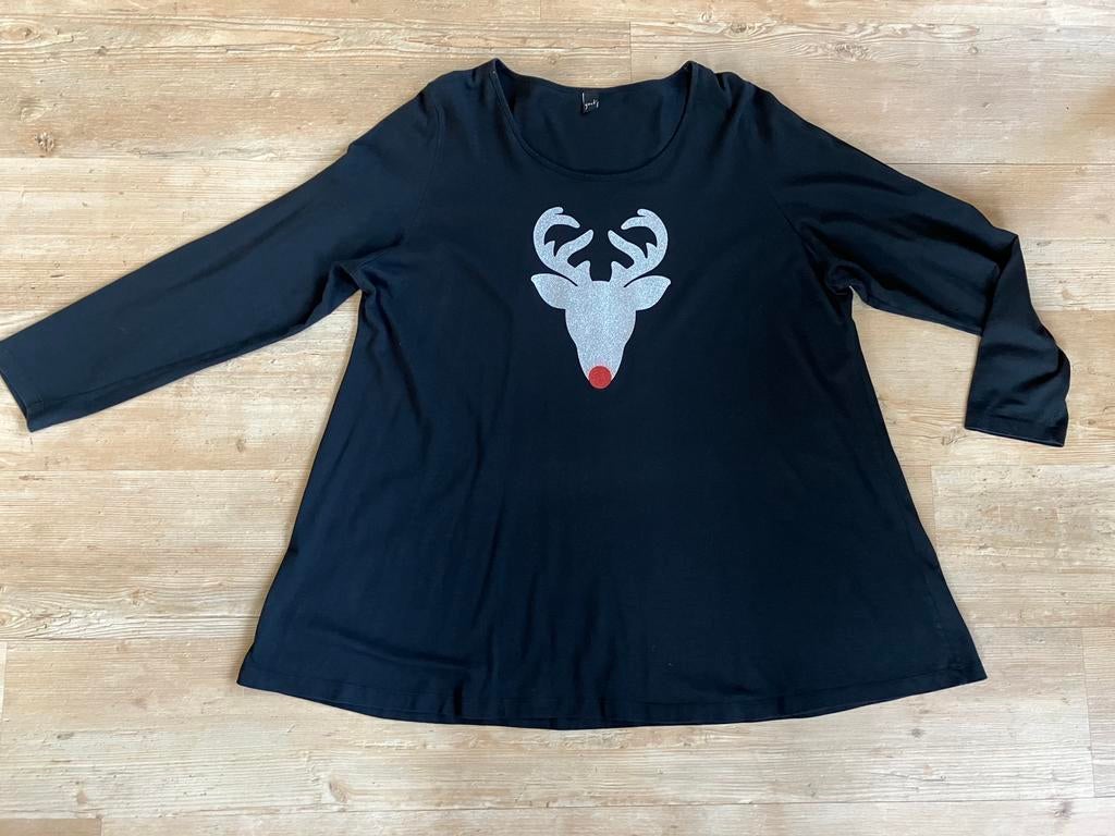 Yoek zwart shirt met rendier kop, mt XL, Kleding | Dames, Grote Maten, Zo goed als nieuw, Shirt of Top, Zwart, Ophalen of Verzenden