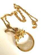 Vintage ketting “Park Lane” met vergrootglas hanger, Overige materialen, Gebruikt, Met strass, Verzenden