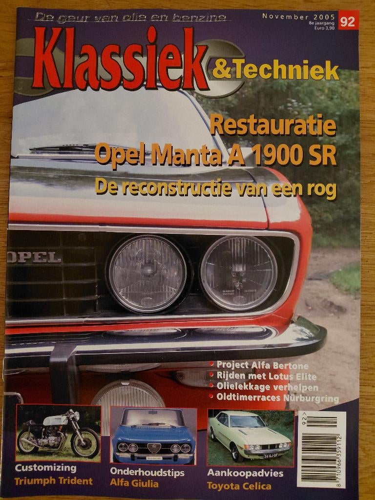Klassiek & Techniek 92 Opel Manta A 1.9 SR, Toyota Celica, Ophalen of Verzenden, Nieuw, Opel