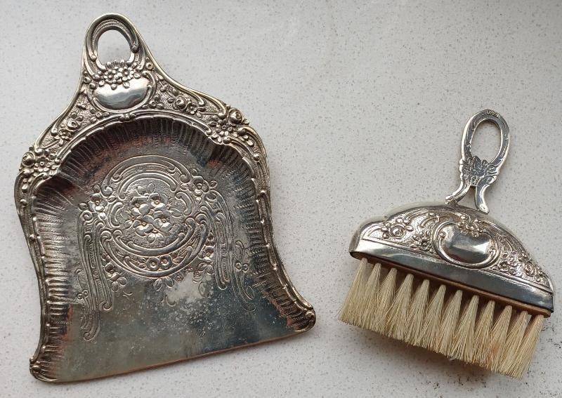Antiek zilveren stoffer en blik, Antiek en Kunst, Ophalen of Verzenden, Zilver