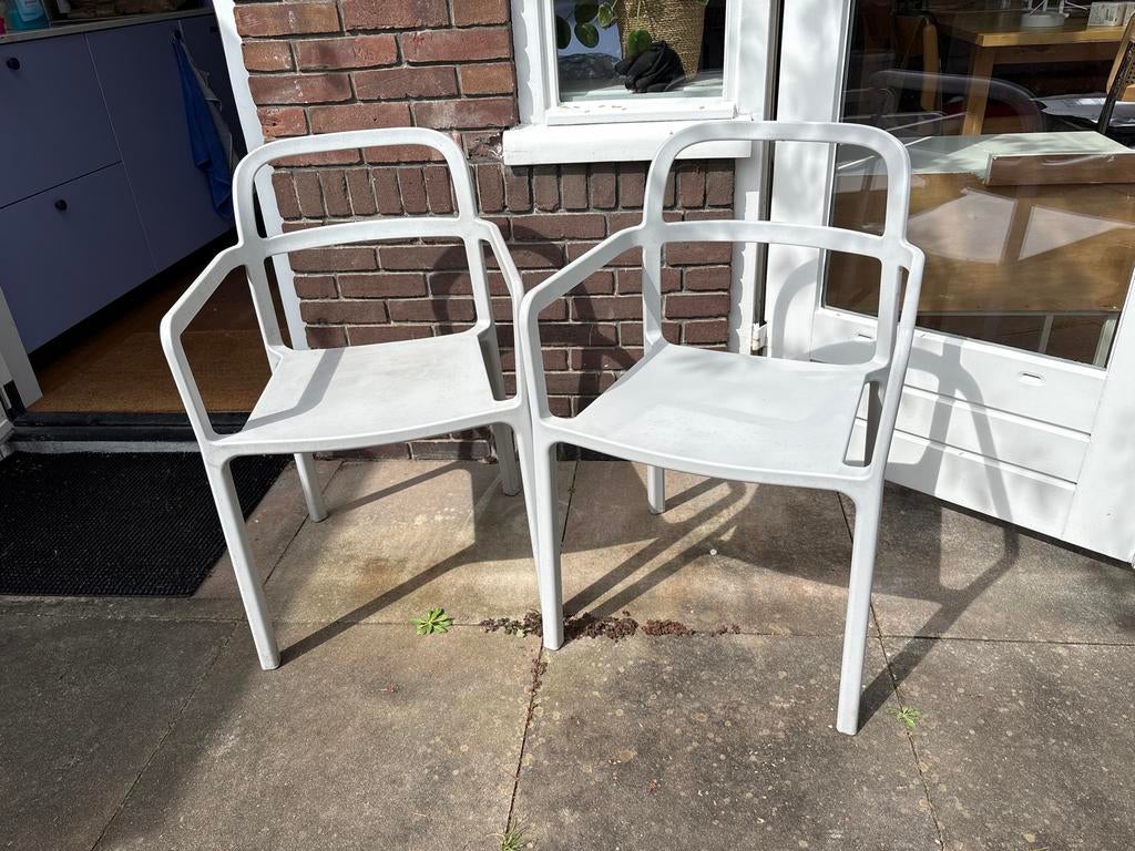 HAY X - Ypperlig Set van 2 licht grijs kunststof tuinstoelen, Ophalen, Gebruikt, Kunststof