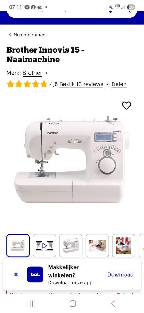 GEZOCHT: brother Innovis 15 naaimachine voor mijn dochtertje, Hobby en Vrije tijd, Ophalen of Verzenden, Naaimachine, Brother