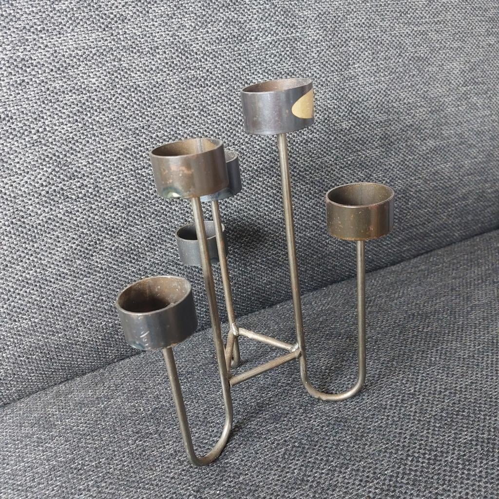 Vintage Fyrfadstagen waxinelichthouder, Huis en Inrichting, Ophalen of Verzenden, Gebruikt, Overige kleuren, Metaal