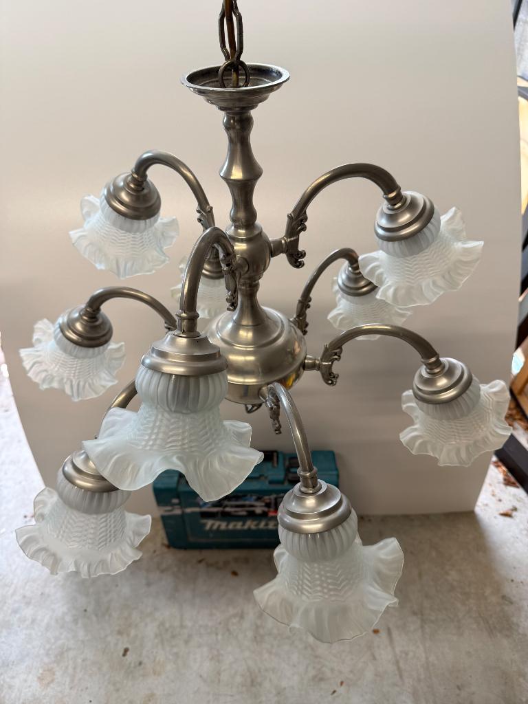 Vintage tinnen luster, Antiek en Kunst, Antiek | Lampen, Ophalen