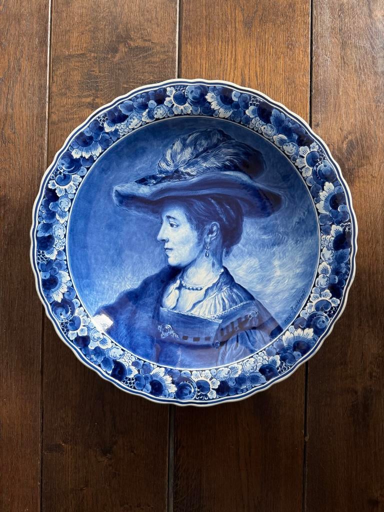 Porceleyne Fles magistraal groot Delfts Blauw bord puntgaaf, Ophalen of Verzenden