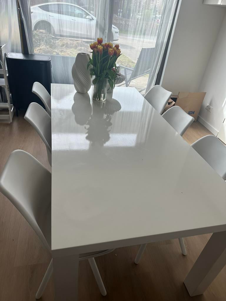 Tafel met 6 stoelen, Ophalen, Zo goed als nieuw, 4 tot 6 stoelen