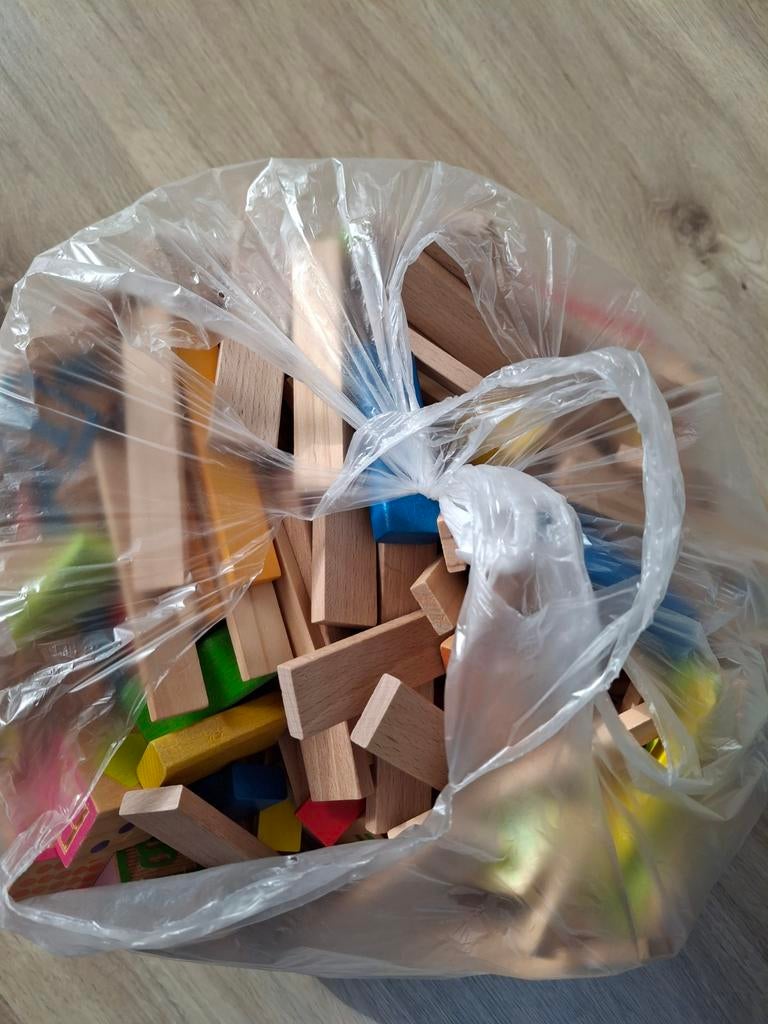 Zak vol houten blokken, Ophalen of Verzenden, Gebruikt, Overige merken