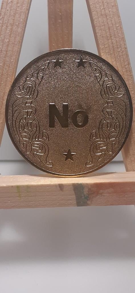 Ja/Nee Beslissingsmunt - Gouden Kleur, Postzegels en Munten, Penningen en Medailles, Ophalen of Verzenden