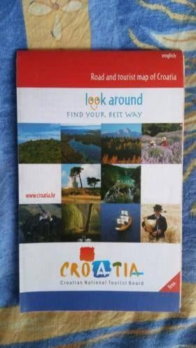 landkaart kroatië op achterzijde toeristische info engels, 2000 tot heden, Europa Overig, Ophalen of Verzenden, Landkaart