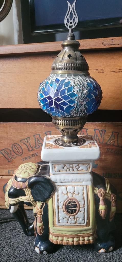 Oosterse Mozaïek Olifant Lamp - Uniek en Sfeervol, Antiek en Kunst, Ophalen of Verzenden