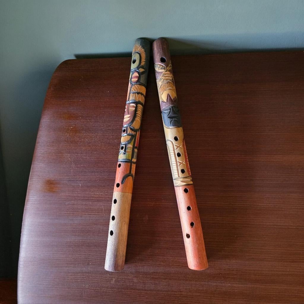 2 oude bamboe fluiten, Ophalen of Verzenden, Gebruikt