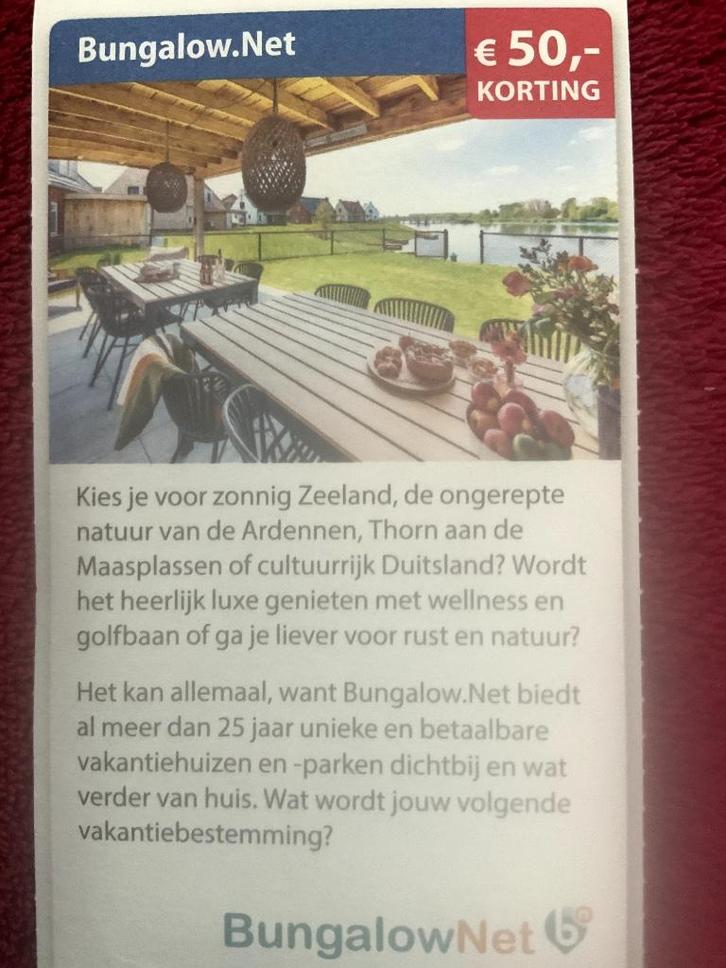 BungalowNet vakantie Voordeelbon, Tickets en Kaartjes, Hotelbonnen, Drie personen of meer, 3 overnachtingen of meer