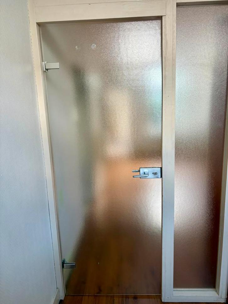 Glazen deur met slot, Doe-het-zelf en Verbouw, Deuren en Horren, Zo goed als nieuw, Binnendeur, 200 tot 215 cm, Ophalen