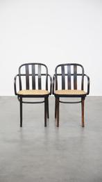 Set van 2 houten eetkamerstoelen in Thonet stijl, Ophalen, Riet of Rotan, Gebruikt, Twee