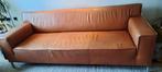 3 zits leder bank kleur cognac,  poten Brent RVS 14 cm, Ophalen, Gebruikt, Minder dan 75 cm, Driepersoons