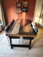 Houten eettafel 220x95 cm - Robuust en natuurlijk, Ophalen, Gebruikt, Robuust, 4 tot 6 stoelen
