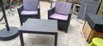 Tuinset - 2 stoelen en tafel, Tuin en Terras, Tuinsets en Loungesets, 2 zitplaatsen, Kunststof, Gebruikt, Bijzettafel
