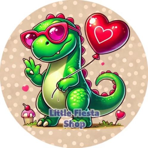 LF1346 icing frosting dino trex hart 20cm eetbare taart top, Hobby en Vrije tijd, Taarten en Cupcakes maken, Nieuw, Versiering