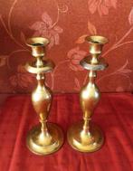 2 Brocante kandelaars set messing goud vintage klassiek