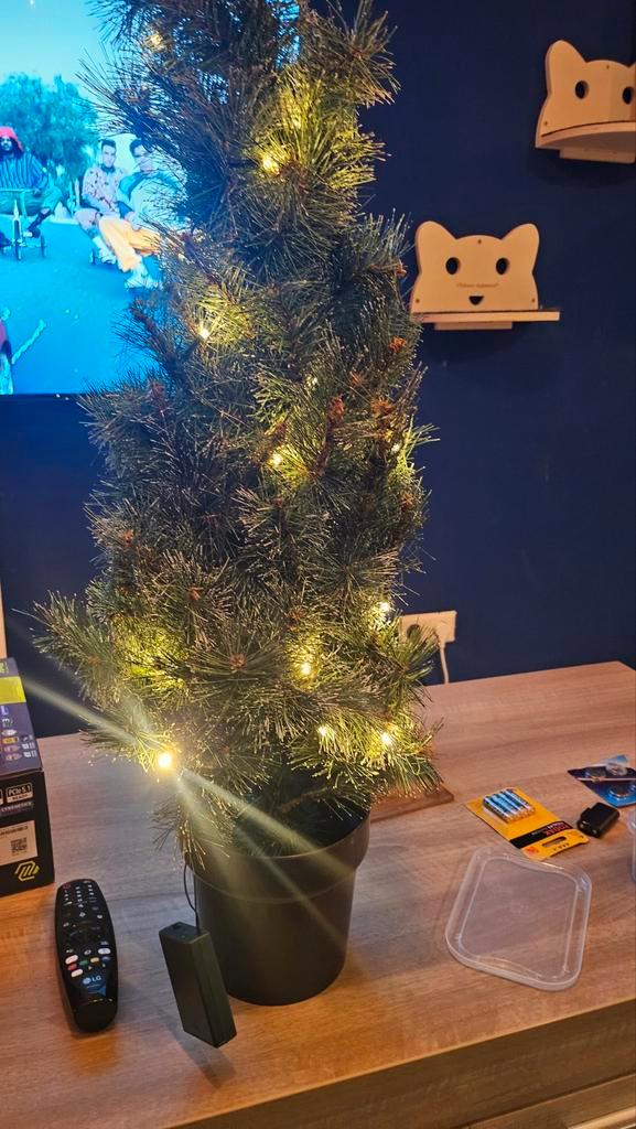 Kerstboom 90cm met lichtjes, Diversen, Kerst, Zo goed als nieuw, Ophalen