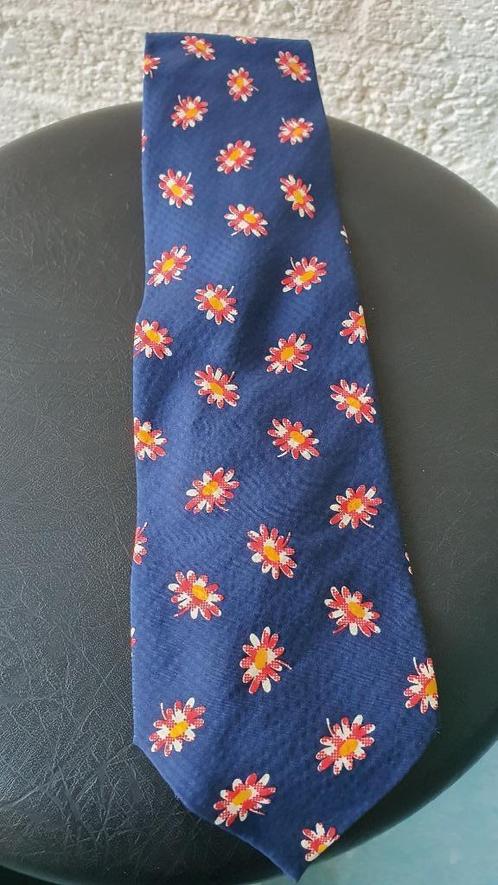 Maison de Bonneterie Blauwe Stropdas met Gekleurde Bloemen, Kleding | Heren, Stropdassen, Nieuw, Blauw, Verzenden