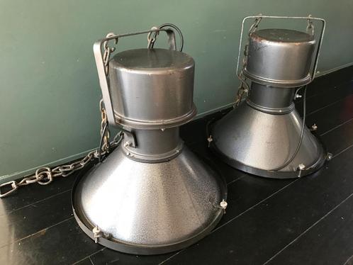 Set industriële fabriekslampen | vintage hanglampen | retro, Huis en Inrichting, Lampen | Hanglampen, Gebruikt, Minder dan 50 cm