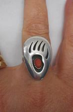 Zilveren Navajo ring met bloedkoraal maat 17 nr.2527, Sieraden, Tassen en Uiterlijk, Antieke sieraden, Ophalen of Verzenden, Zilver