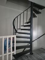 Spiltrap staal & hardhout antraciet | rechtsdraaiend, Ophalen, Gebruikt, Trap, 2 tot 4 meter