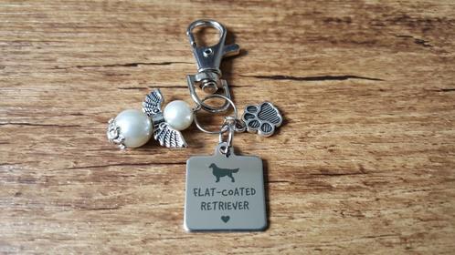 Sleutelhanger Flat coated retriever RVS met beschermengeltje, Verzamelen, Sleutelhangers, Nieuw, Dier of Natuur, Verzenden