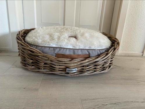 Rotan mand met kussen, Dieren en Toebehoren, Hondenmanden, Zo goed als nieuw, Pluche, Ophalen of Verzenden