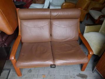 vintage sofa Holstebro teak leder Denmark beschikbaar voor biedingen