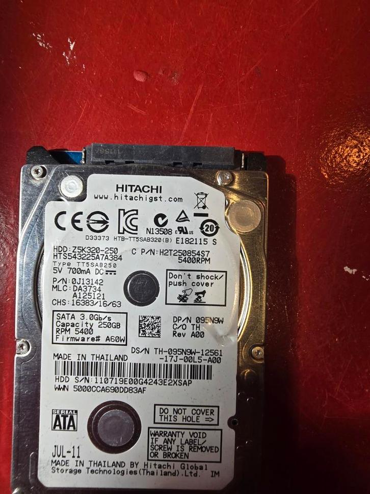 Hitachi 250GB SATA HDD - Goed Werkend!, Computers en Software, Harde schijven, Gebruikt, Desktop, Intern, HDD, SATA, Ophalen of Verzenden