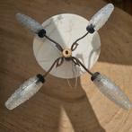 Vintage, Franse plafondlamp met glas – jaren 60/70, Ophalen of Verzenden, Gebruikt, Glas