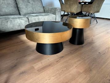 Moderne set salontafels – zwart met goud beschikbaar voor biedingen