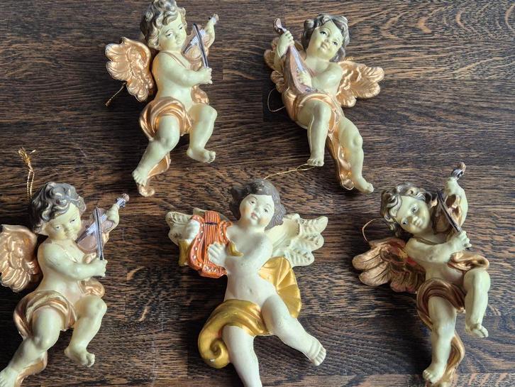 Vintage kersthanger engel met muziek, Diversen, Kerst, Gebruikt, Ophalen of Verzenden
