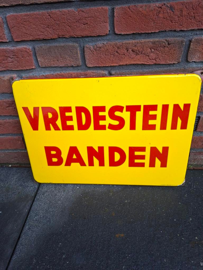 Vredestein banden emaille, Verzamelen, Merken en Reclamevoorwerpen, Ophalen of Verzenden, Gebruikt, Reclamebord