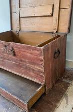 Oude houten dekenkist met lade, Ophalen, Gebruikt, 50 tot 100 cm, Minder dan 50 cm