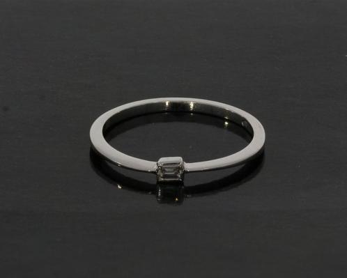 Baquette diamant 14k wit gouden dames ring vriendschap fraai, Sieraden, Tassen en Uiterlijk, Ringen, Zo goed als nieuw, Dame, 17 tot 18