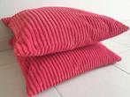 2 retro vintage rib fluwelen kussens L 42 x B 42 x D 12cm, Ophalen of Verzenden, Gebruikt, Vierkant