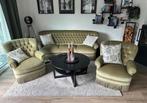 Bankstel vintage franjes velours groen mohair topstaat, Huis en Inrichting, Banken | Complete zithoeken, Ophalen of Verzenden