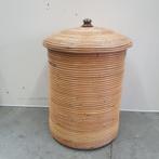 Vintage bamboemand met deksel - hoogte circa 60 cm, Ophalen of Verzenden