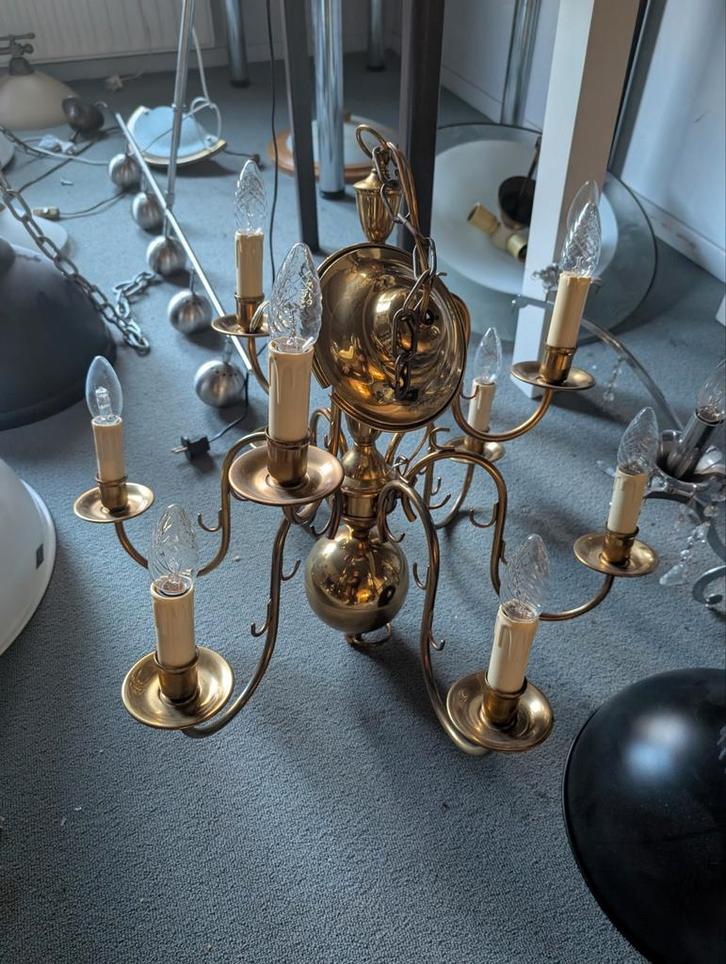 Vintage Messing Kroonluchter - Prachtige Staat!, Huis en Inrichting, Lampen | Kroonluchters, Gebruikt, Metaal, Ophalen of Verzenden
