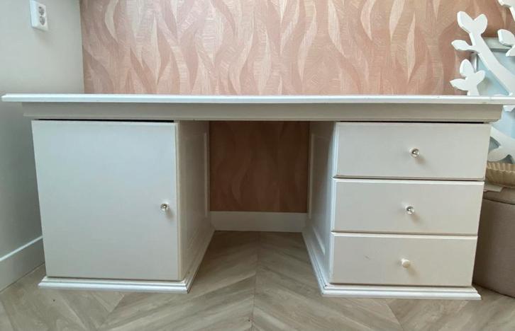 Bureau wit op maat gemaakt MDF 180 cm lengte, Huis en Inrichting, Bureaus, Gebruikt, Bureau, Ophalen