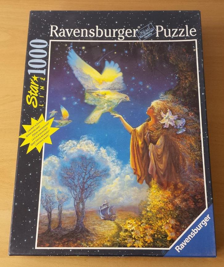 Puzzel Winged Vision - Josephine Wall - Glow in the Dark, Hobby en Vrije tijd, Denksport en Puzzels, Gebruikt, Legpuzzel, 500 t/m 1500 stukjes